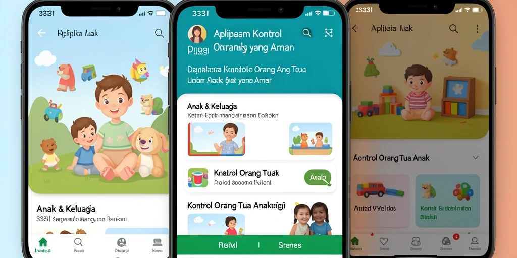 Screenshot aplikasi 333I menampilkan antarmuka kontrol orang tua yang intuitif.