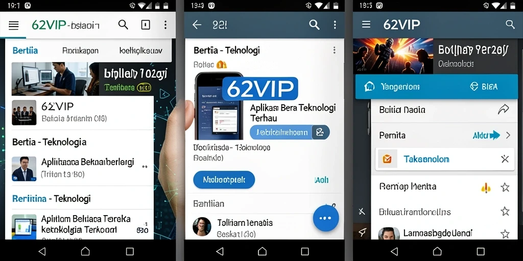 Tampilan antarmuka aplikasi 62VIP yang modern dan informatif.