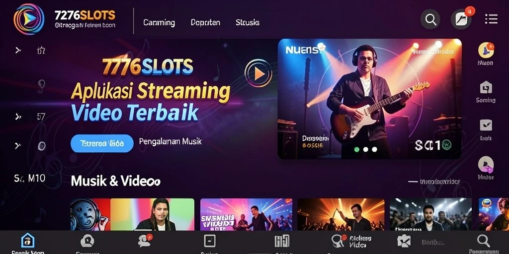 Antarmuka aplikasi Streaming Video 7276SLOTS yang menarik dan modern.