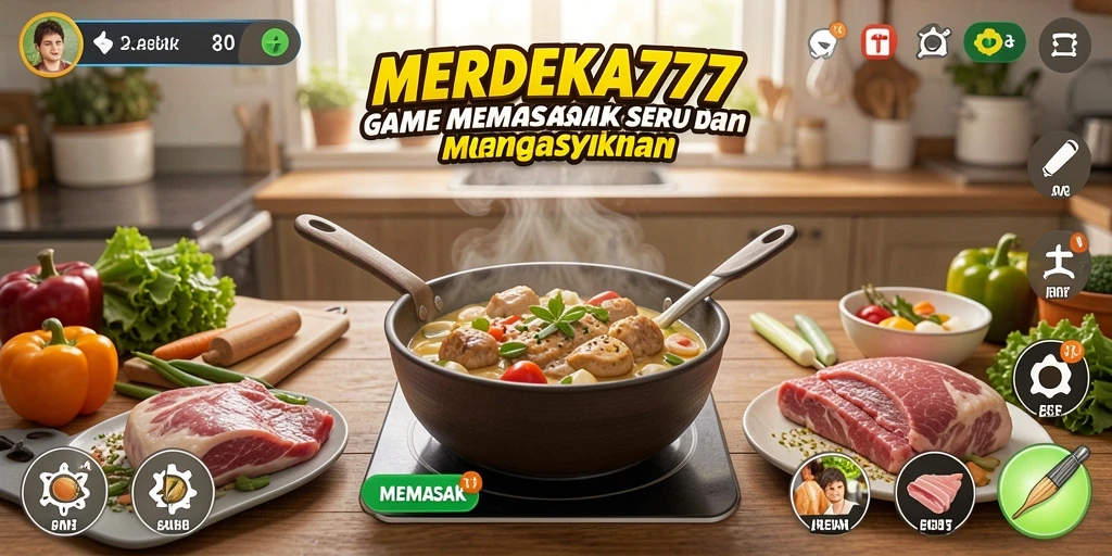 Screenshot antarmuka game Memasak yang penuh warna dan menarik.