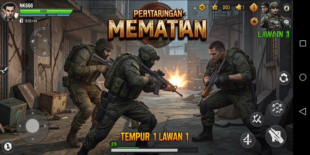 Tampilan antarmuka pertempuran NK666 yang menarik dan dinamis.