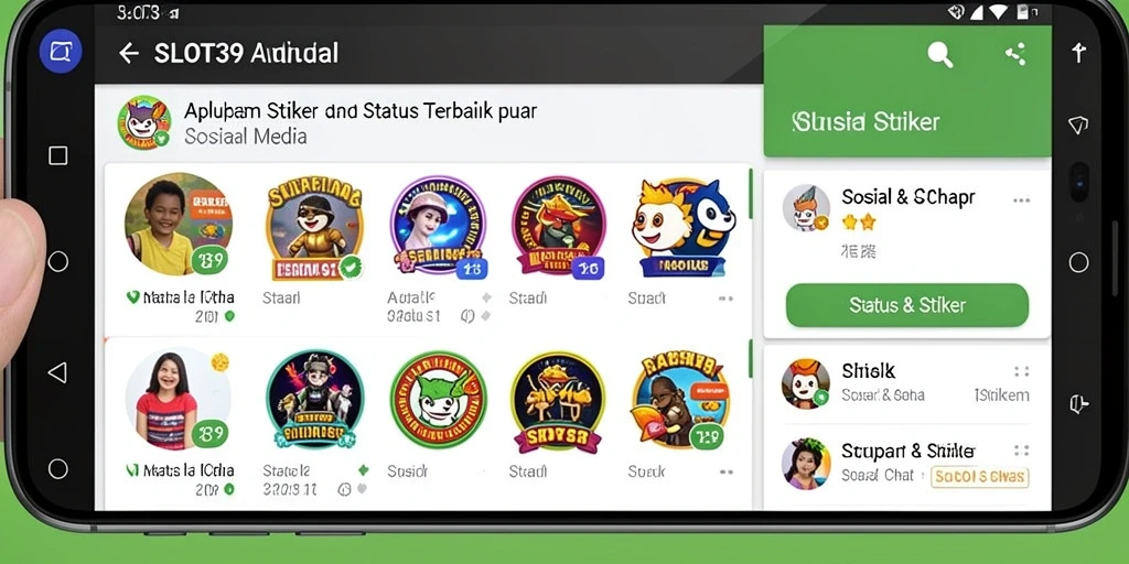 Antarmuka SLOT39 dengan pilihan stiker menarik dan fungsional.