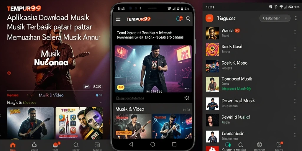 Antarmuka TEMPUR99 yang sederhana dan intuitif untuk Download Musik.