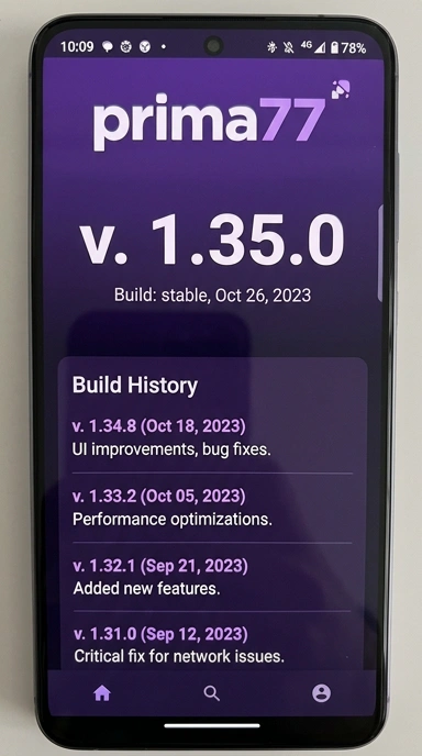 Riwayat Versi prima77 untuk Pengguna Android